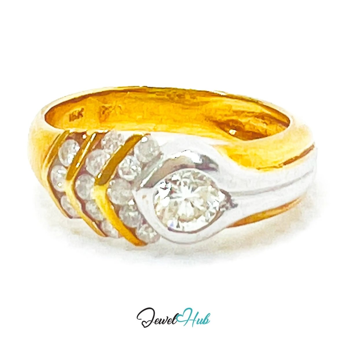 18k Solid Gold Modernist Diamond Ring | 0.38ct | UK L US 6 | Geometric & Modernism - JewelHub.co.uk