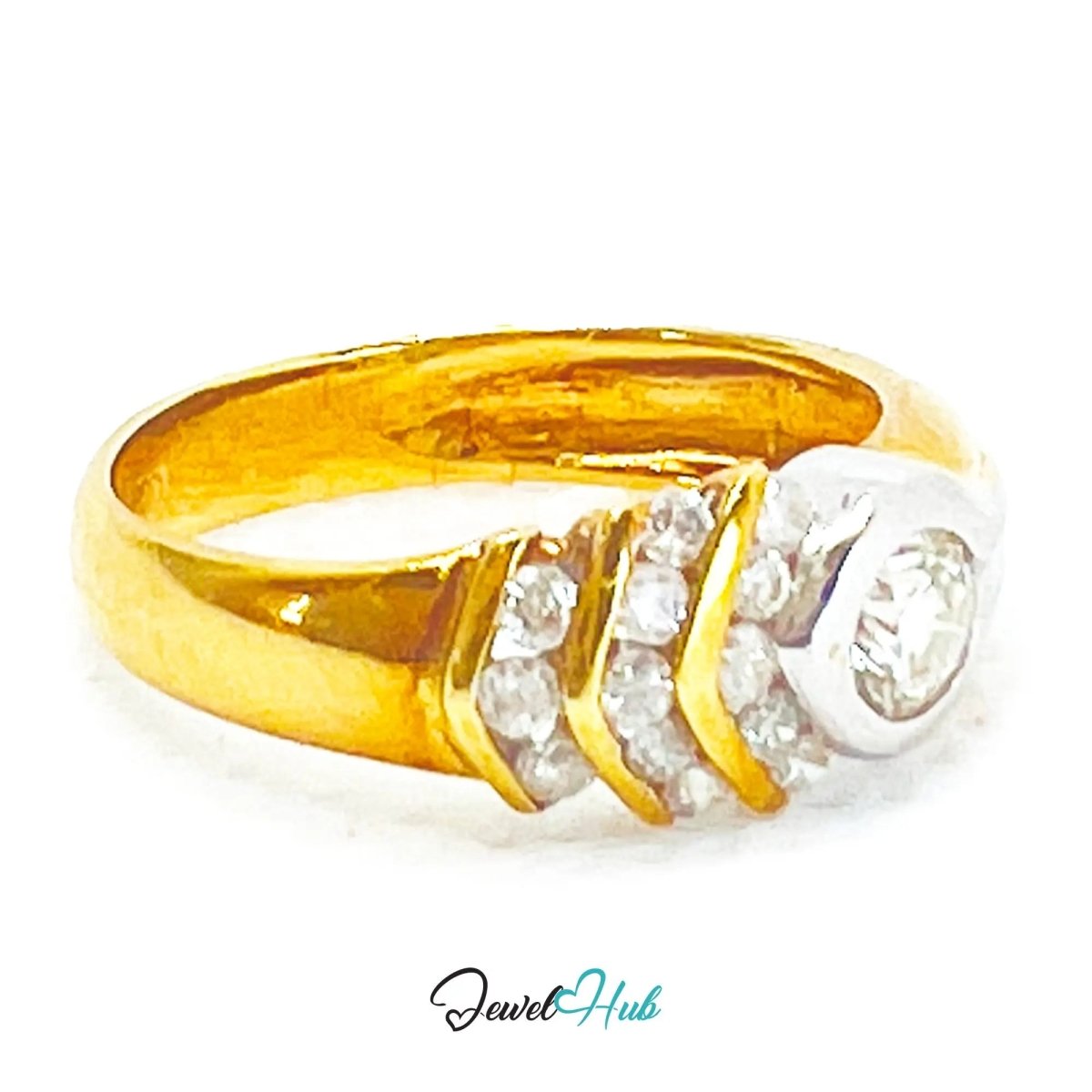 18k Solid Gold Modernist Diamond Ring | 0.38ct | UK L US 6 | Geometric & Modernism - JewelHub.co.uk