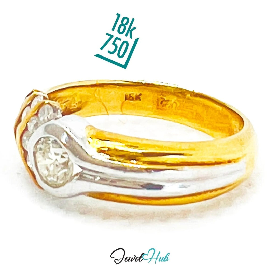 18k Solid Gold Modernist Diamond Ring | 0.38ct | UK L US 6 | Geometric & Modernism - JewelHub.co.uk