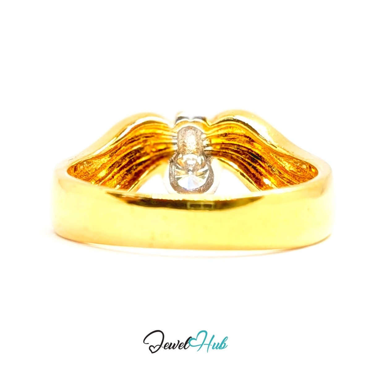 18K Two-Tone Gold Wave Natural Diamond Ring | 0.18ct - JewelHub.co.uk