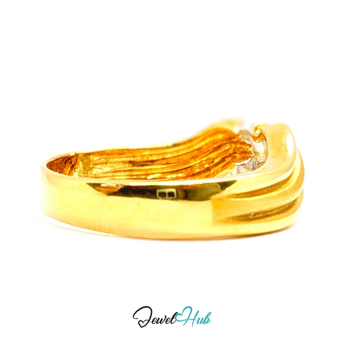 18K Two-Tone Gold Wave Natural Diamond Ring | 0.18ct - JewelHub.co.uk