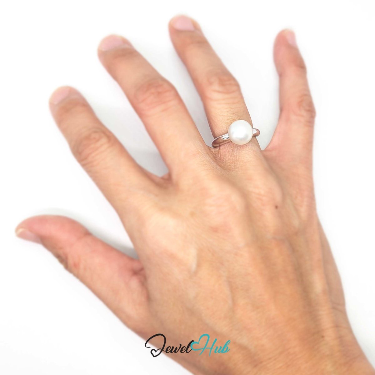 18K White Gold South Sea Pearl Ring - 9mm Pearl - UK I1/2 US 4.5