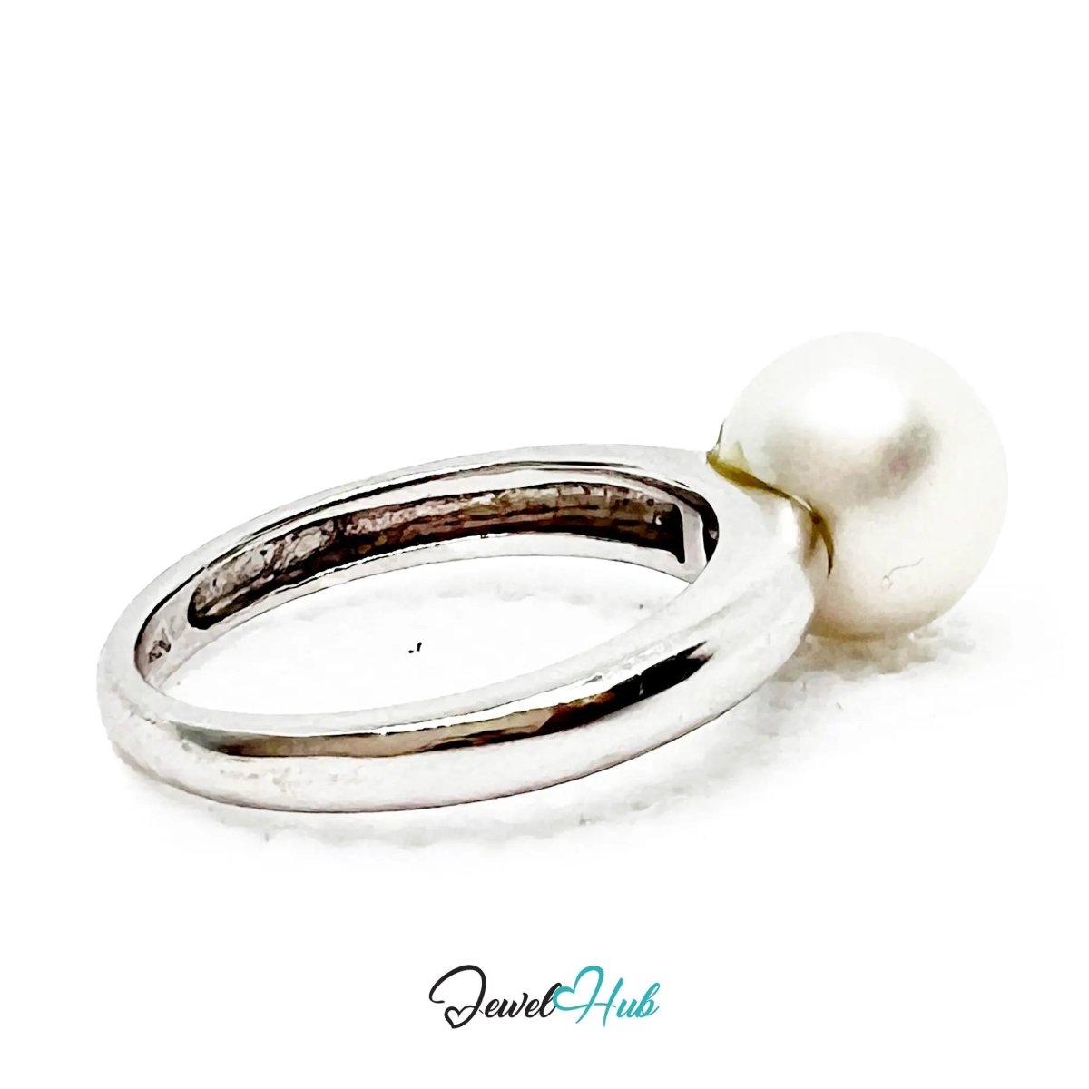 18K White Gold South Sea Pearl Ring – Hallmarked (750) | UK I½ US 4.5 | Legacy in a Luster - JewelHub.co.uk