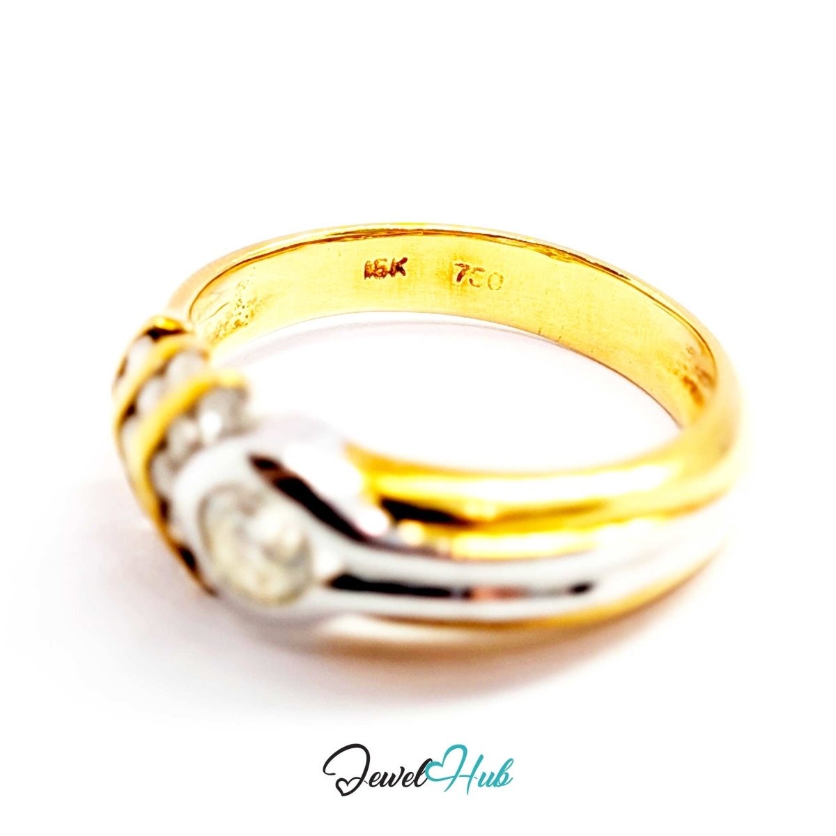 18K Yellow Gold Ribbon Solitaire Natural Diamond Ring | 0.38ct Est - JewelHub.co.uk