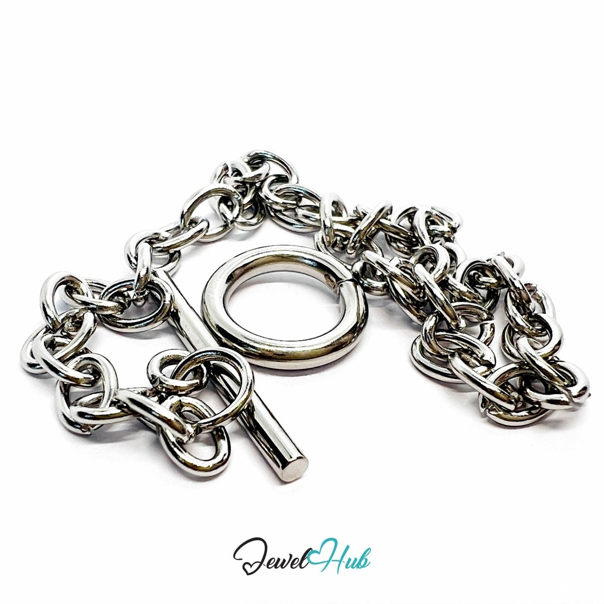 304 Stainless Steel Chain Bracelet – Silvery MiniCharm Entry Base - JewelHub.co.uk