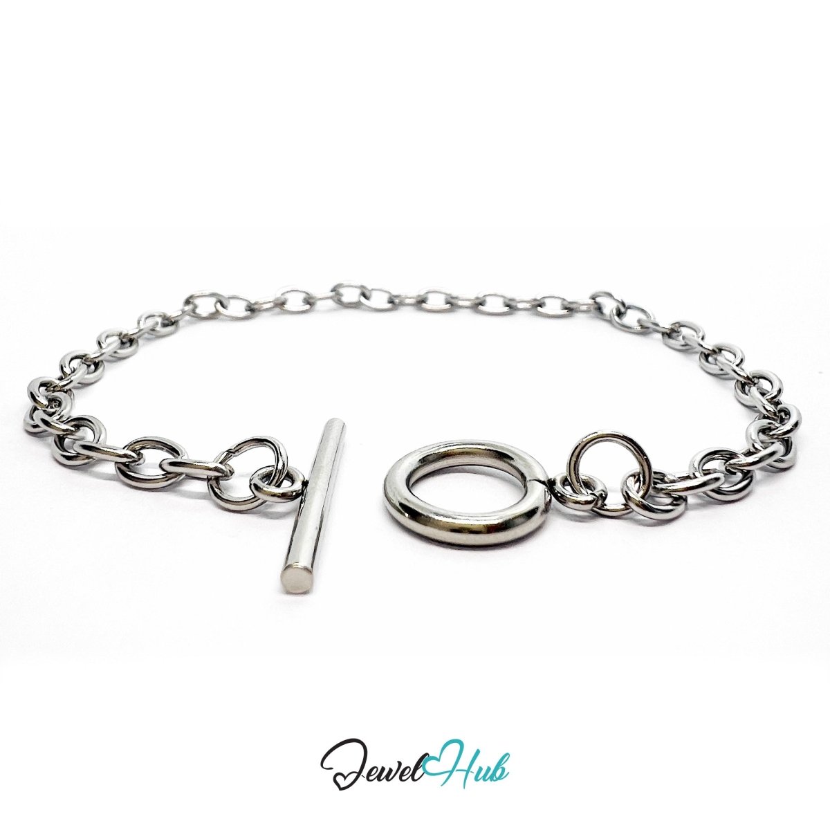 304 Stainless Steel Chain Bracelet – Silvery MiniCharm Entry Base - JewelHub.co.uk