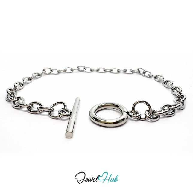 304 Stainless Steel Chain Bracelet – Silvery MiniCharm Entry Base - JewelHub.co.uk