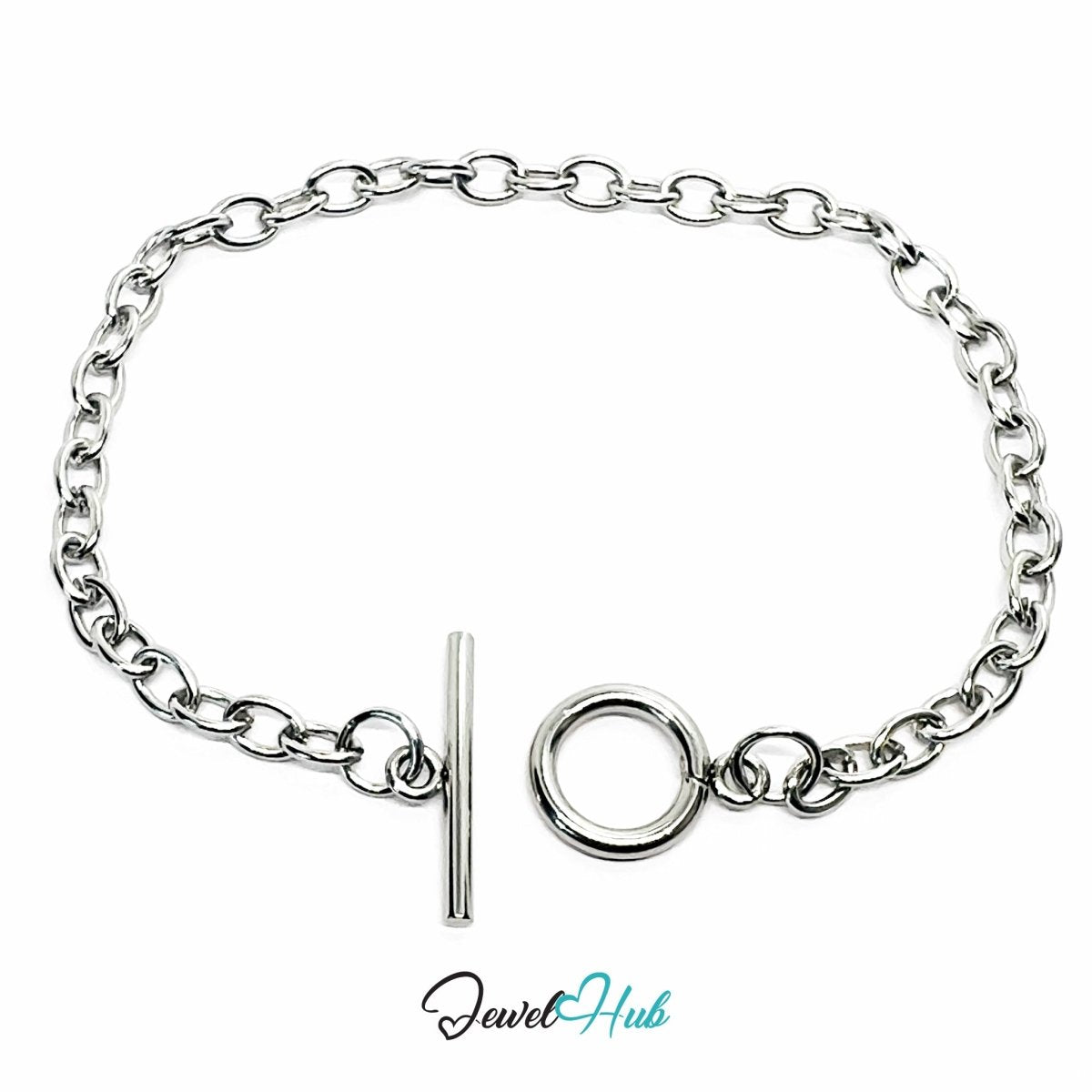 304 Stainless Steel Chain Bracelet – Silvery MiniCharm Entry Base - JewelHub.co.uk