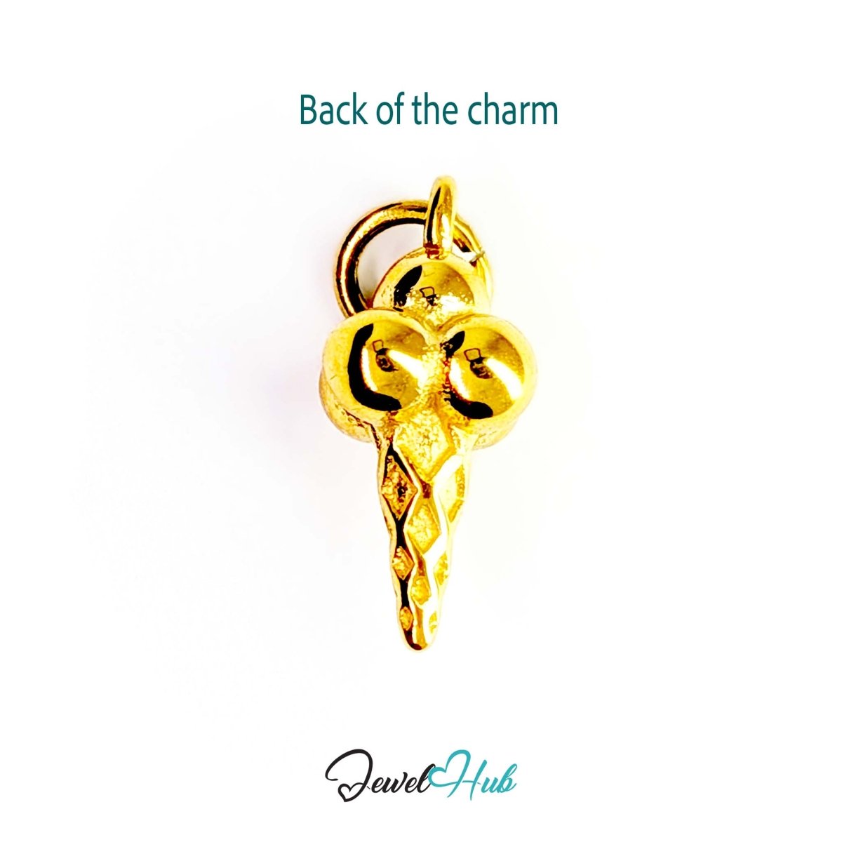 Ice cream cone charm in gold stainless steel - reverse - JewelHub