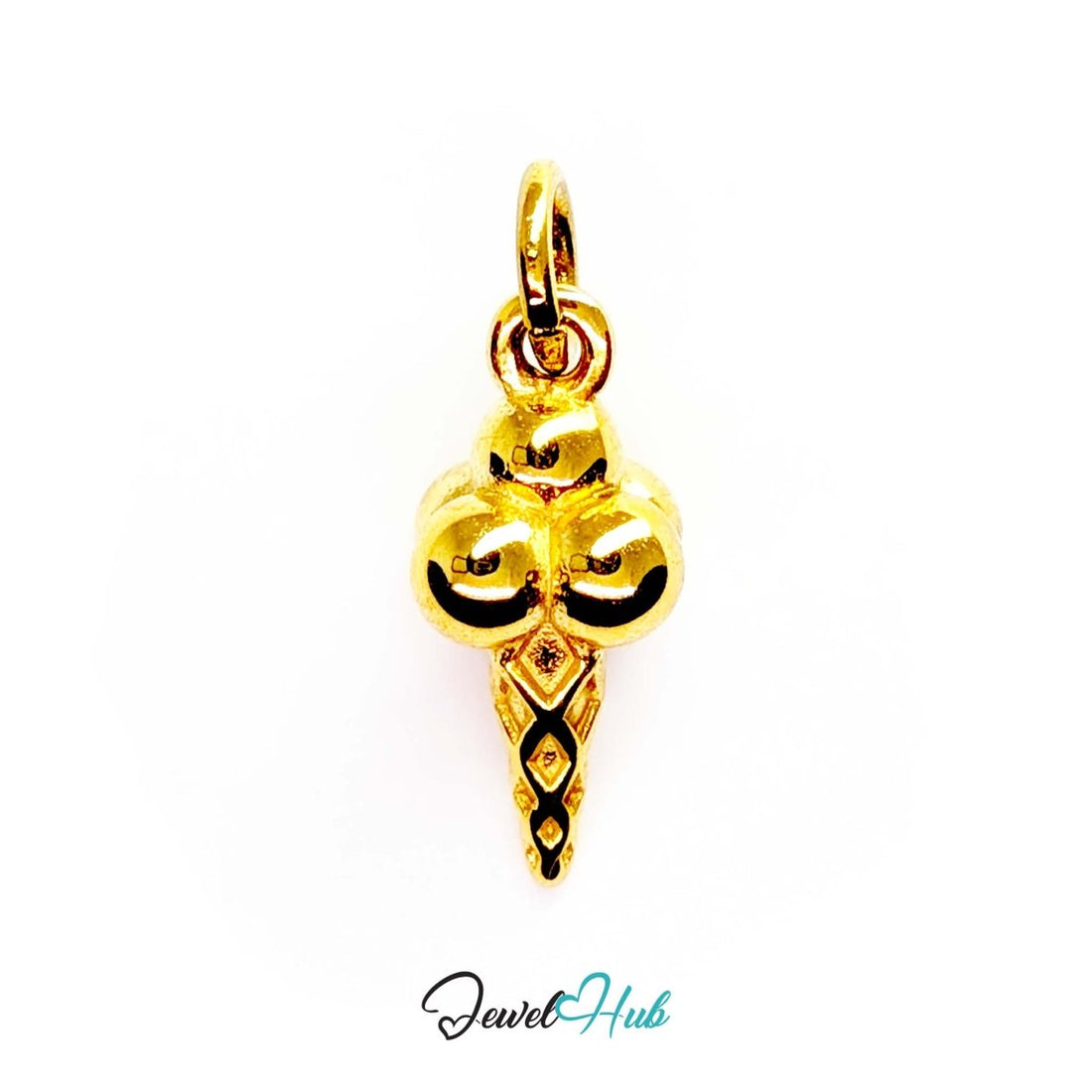 Ice cream cone charm in gold stainless steel - front view - JewelHub