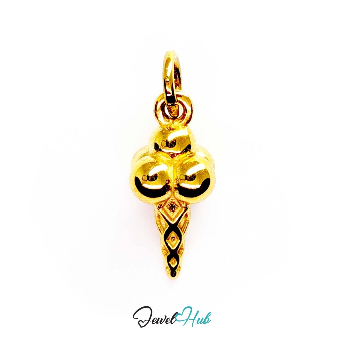 Ice cream cone charm in gold stainless steel - front view - JewelHub