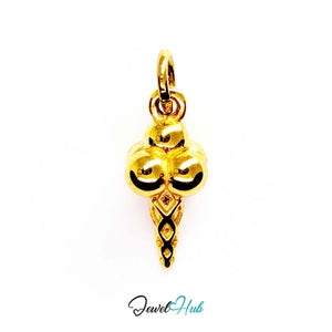 Ice cream cone charm in gold stainless steel - front view - JewelHub