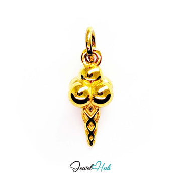 Ice cream cone charm in gold stainless steel - front view - JewelHub