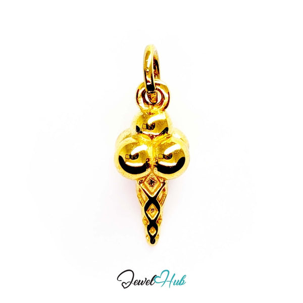 Ice cream cone charm in gold stainless steel - front view - JewelHub