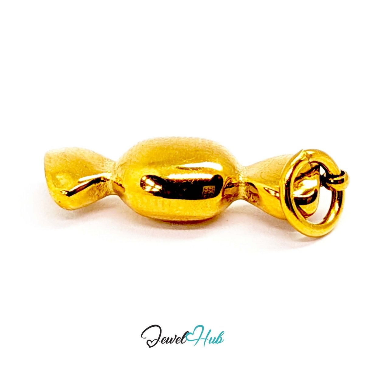 Wrapped sweet charm in gold stainless steel - three-quarter view - JewelHub