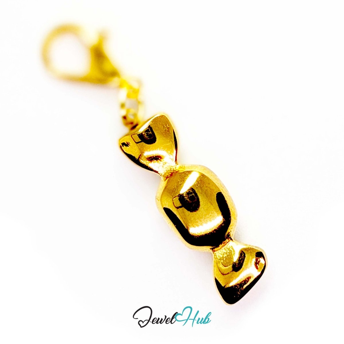 Wrapped sweet charm in gold stainless steel - shown with the lobster clasp attached - JewelHub