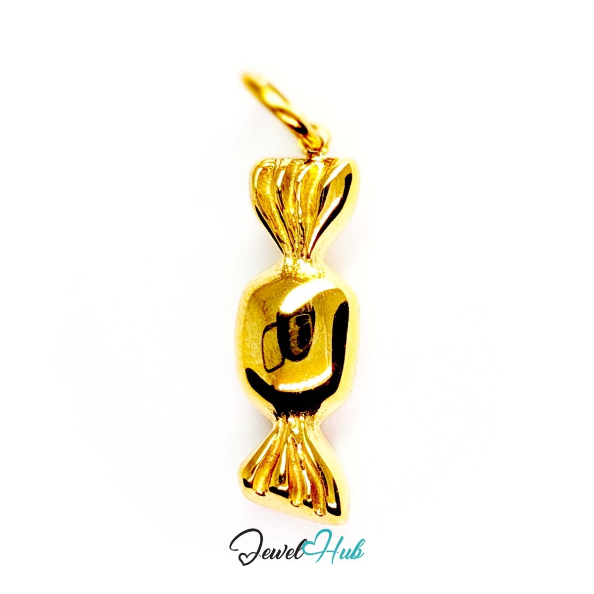 Wrapped sweet charm in gold stainless steel - front view - JewelHub