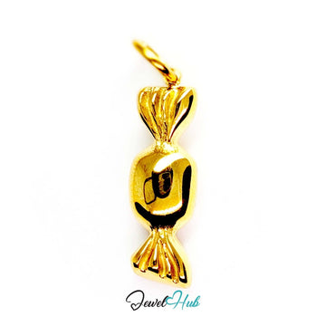 Wrapped sweet charm in gold stainless steel - front view - JewelHub