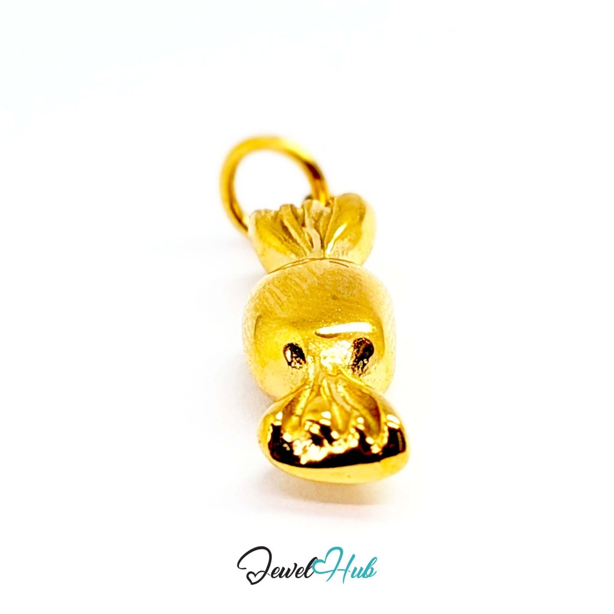 Wrapped sweet charm in gold stainless steel - angled view - JewelHub