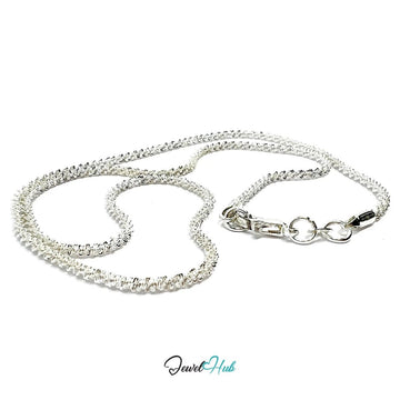 925 Hallmarked Sterling Silver Rope Chain Necklace - 2mm | SilverFlake Strand - JewelHub.co.uk