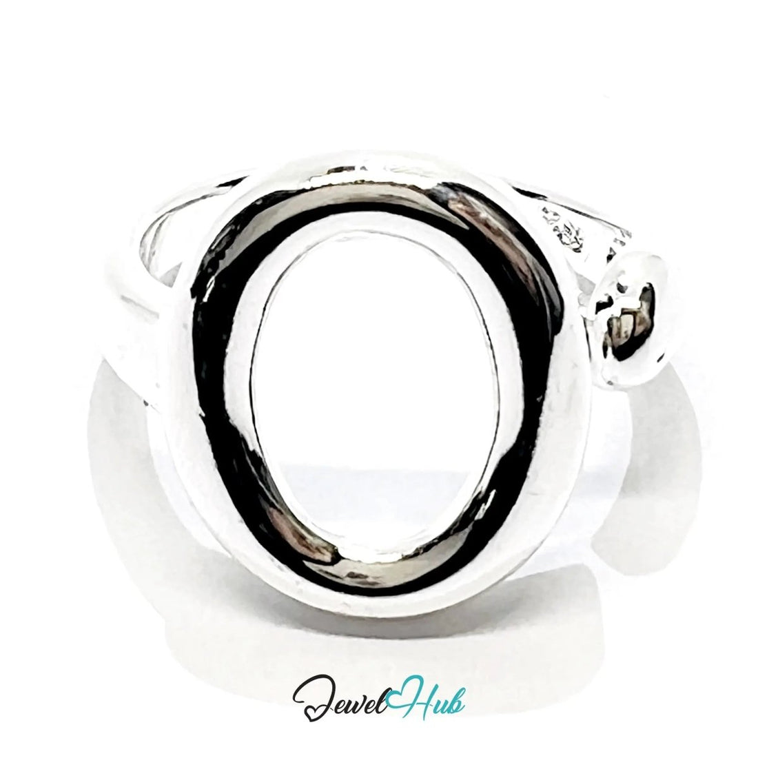 925 Silver Oval Loop Ring – Adjustable MNO, Polished Finish, Symbolic Open Design, Gift - Ready Packaging - JewelHub.co.uk