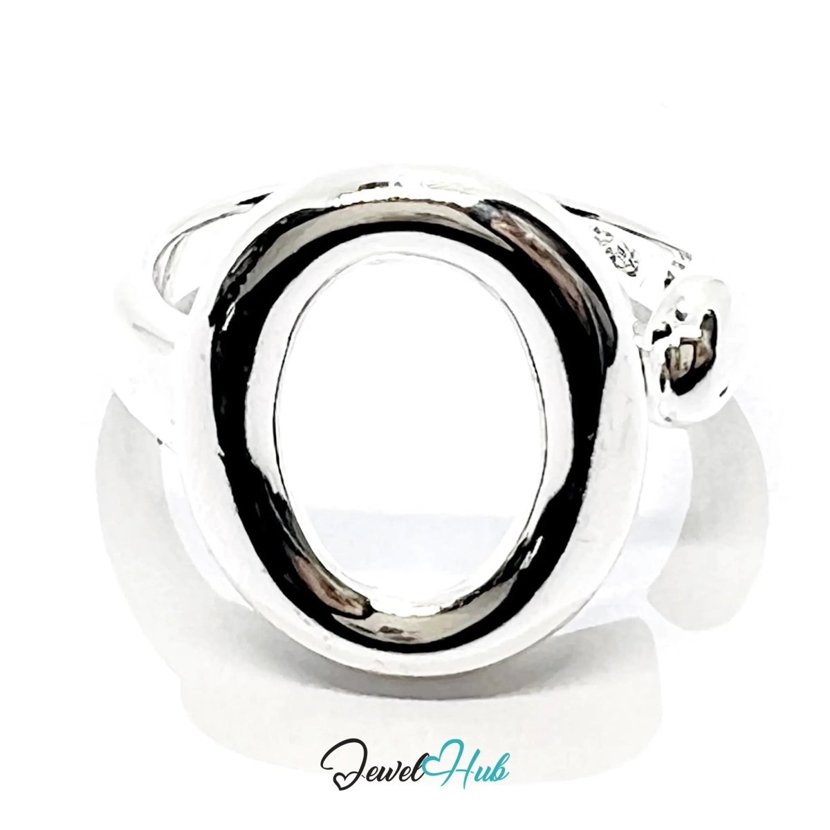 925 Silver Oval Loop Ring – Adjustable MNO, Polished Finish, Symbolic Open Design, Gift - Ready Packaging - JewelHub.co.uk