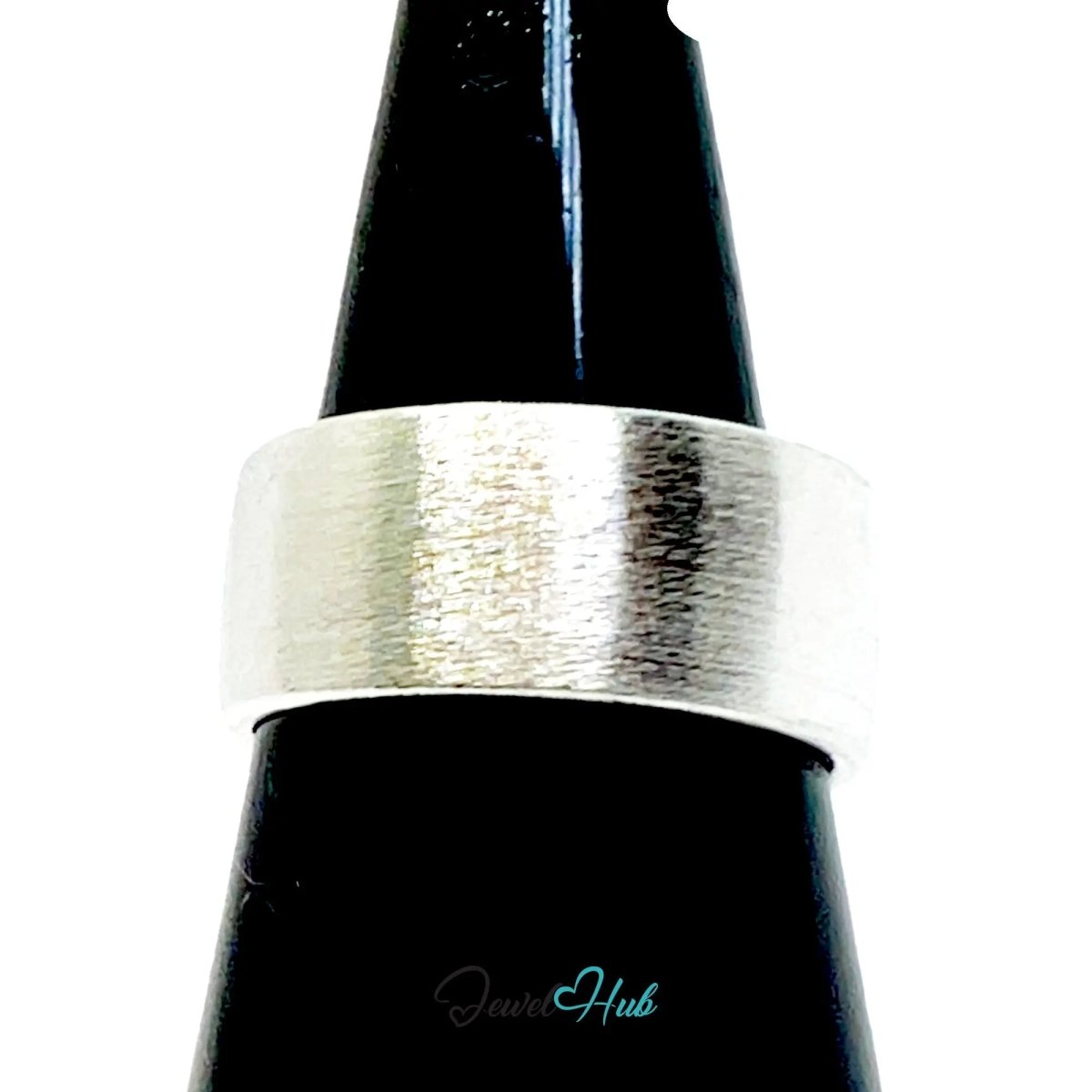 925 Silver Ring · Brushed Matte Finish · UK M - N - O · US 6.5–8 · 5.4g · Hallmarked - JewelHub.co.uk