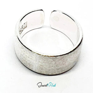 925 Silver Ring · Brushed Matte Finish · UK M - N - O · US 6.5–8 · 5.4g · Hallmarked - JewelHub.co.uk