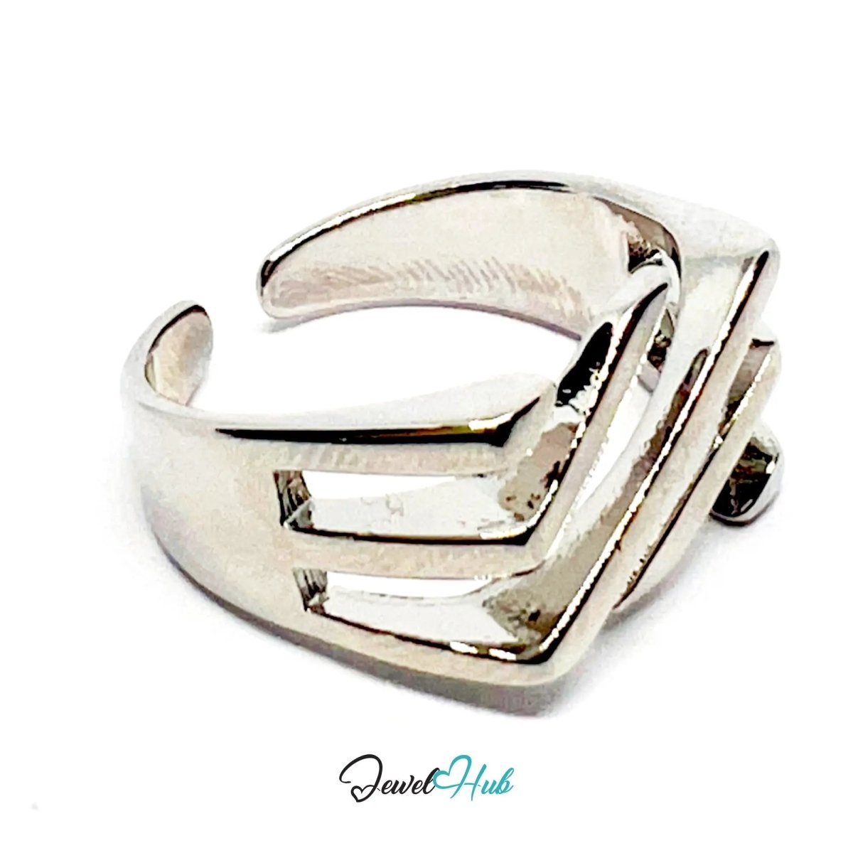 925 Silver Ring · Diagonal Groove Texture · UK N - O - P · US 7–8.5 · 4.18g · Hallmarked · Sculptural Finish - JewelHub.co.uk