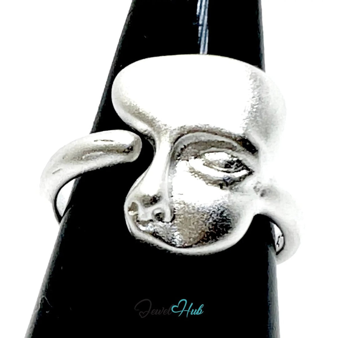 925 Silver Ring (Hallmarked) Abstract Face · UK M - N - O · US 6.5–8 · 3.68g - JewelHub.co.uk