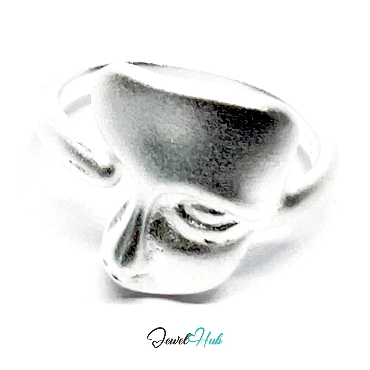 925 Silver Ring (Hallmarked) Abstract Face · UK M - N - O · US 6.5–8 · 3.68g - JewelHub.co.uk