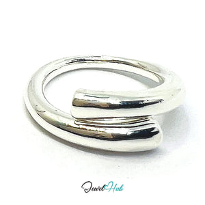 925 Silver Ring (Hallmarked) Aero Fold Design | 7.1–7.7g | Adjustable UK N - O - P - JewelHub.co.uk