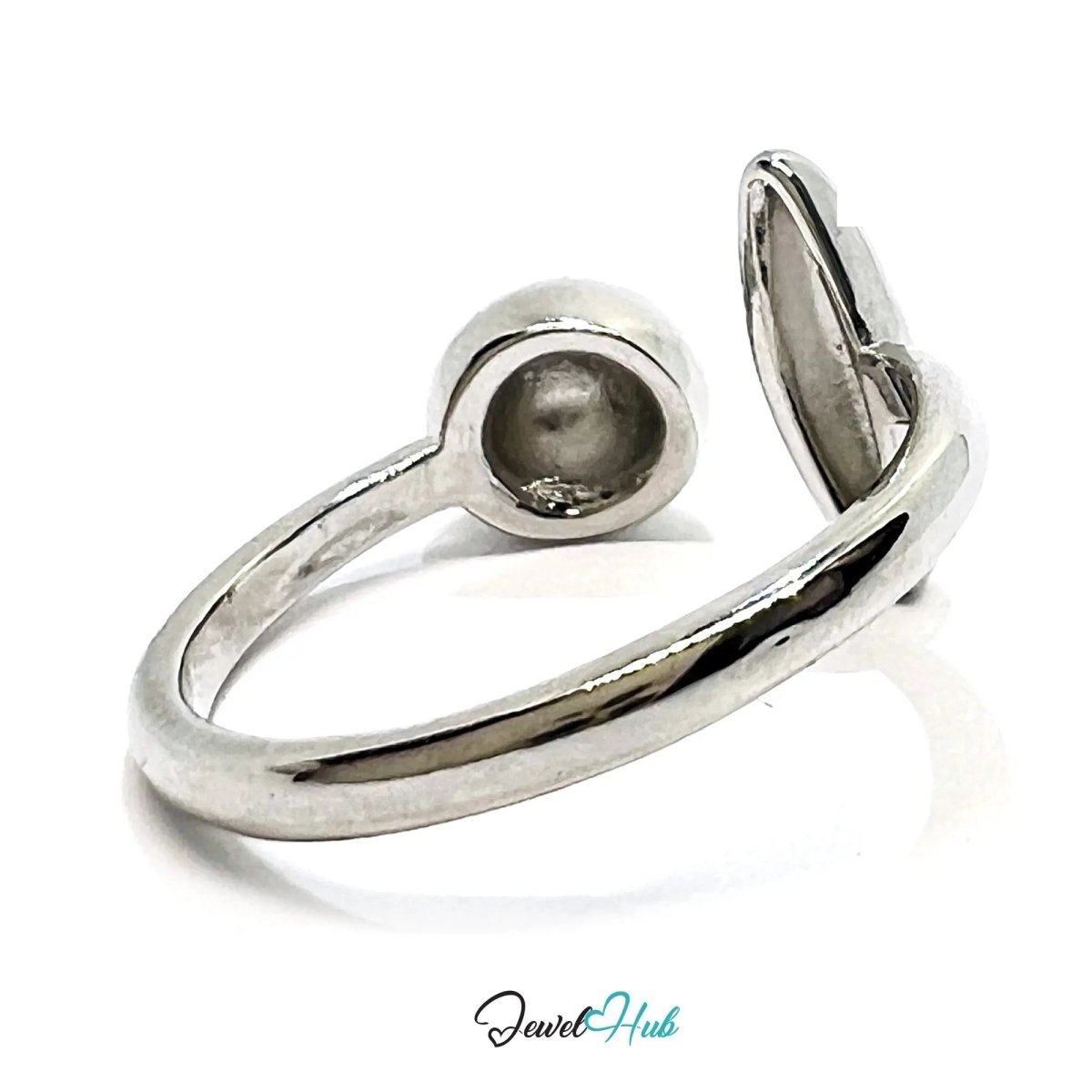 925 Silver Ring (Hallmarked) Ball & Oval Open - End Design | 2.6g | Adjustable UK M - N - O - JewelHub.co.uk