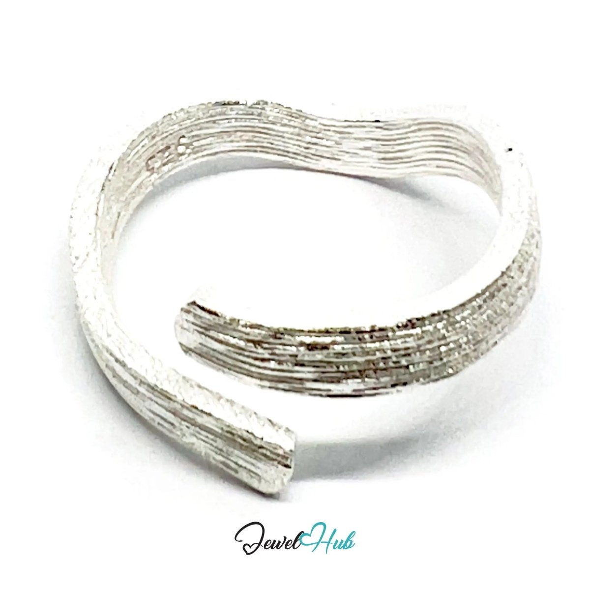 925 Silver Ring (Hallmarked) Bark Texture Band · UK N - O - P · US 7–8.5 · 2.88g - JewelHub.co.uk