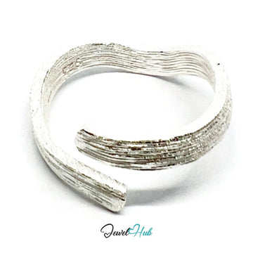 925 Silver Ring (Hallmarked) Bark Texture Band · UK N - O - P · US 7–8.5 · 2.88g - JewelHub.co.uk