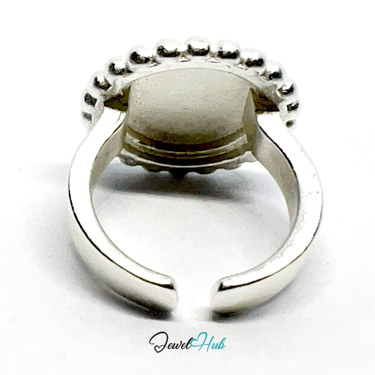 925 Silver Ring (Hallmarked) Beaded Disc · UK M - N - O · US 6.5–8 · 7.3g - JewelHub.co.uk