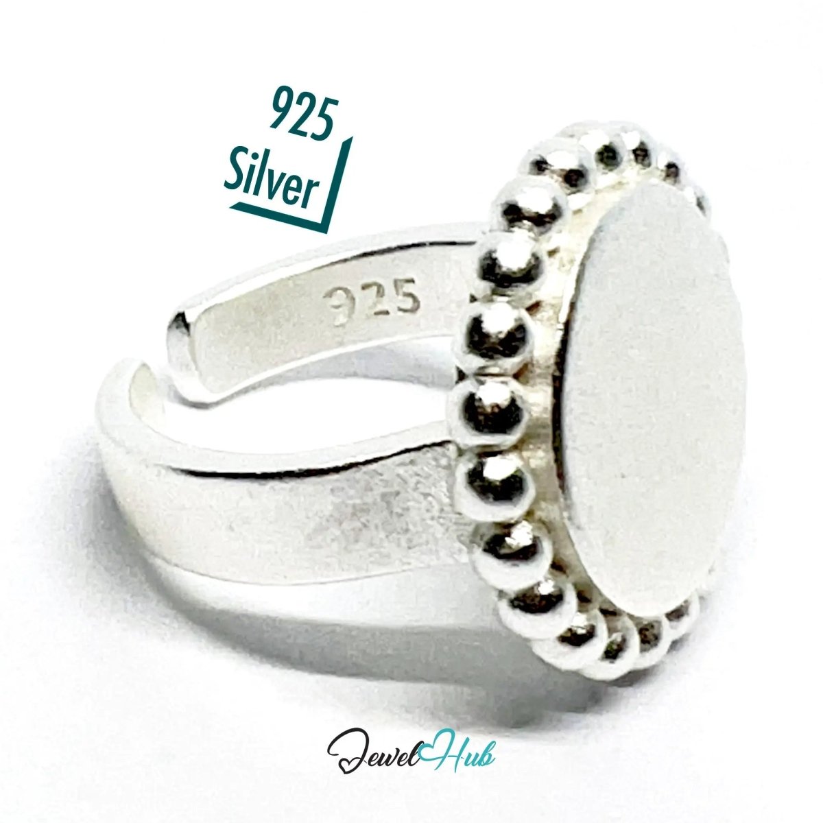 925 Silver Ring (Hallmarked) Beaded Disc · UK M - N - O · US 6.5–8 · 7.3g - JewelHub.co.uk