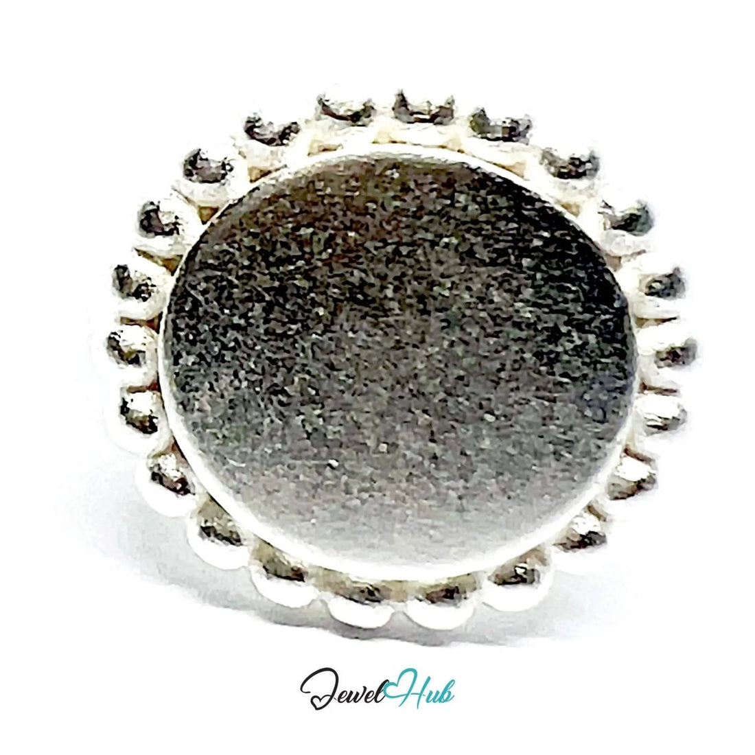925 Silver Ring (Hallmarked) Beaded Disc · UK M - N - O · US 6.5–8 · 7.3g - JewelHub.co.uk