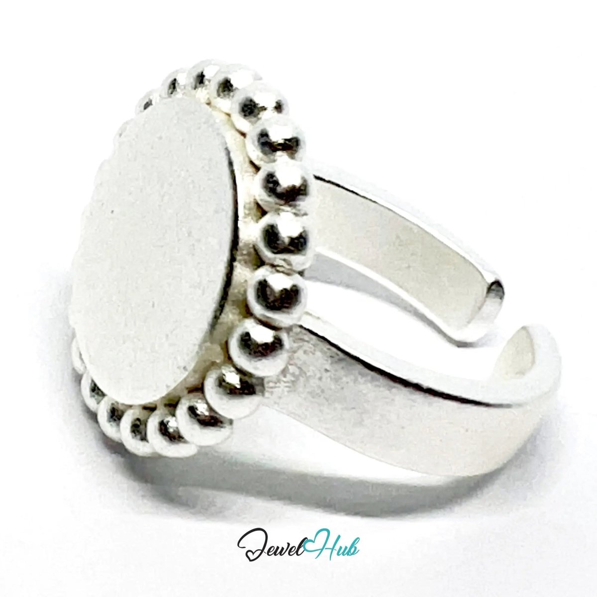 925 Silver Ring (Hallmarked) Beaded Disc · UK M - N - O · US 6.5–8 · 7.3g - JewelHub.co.uk