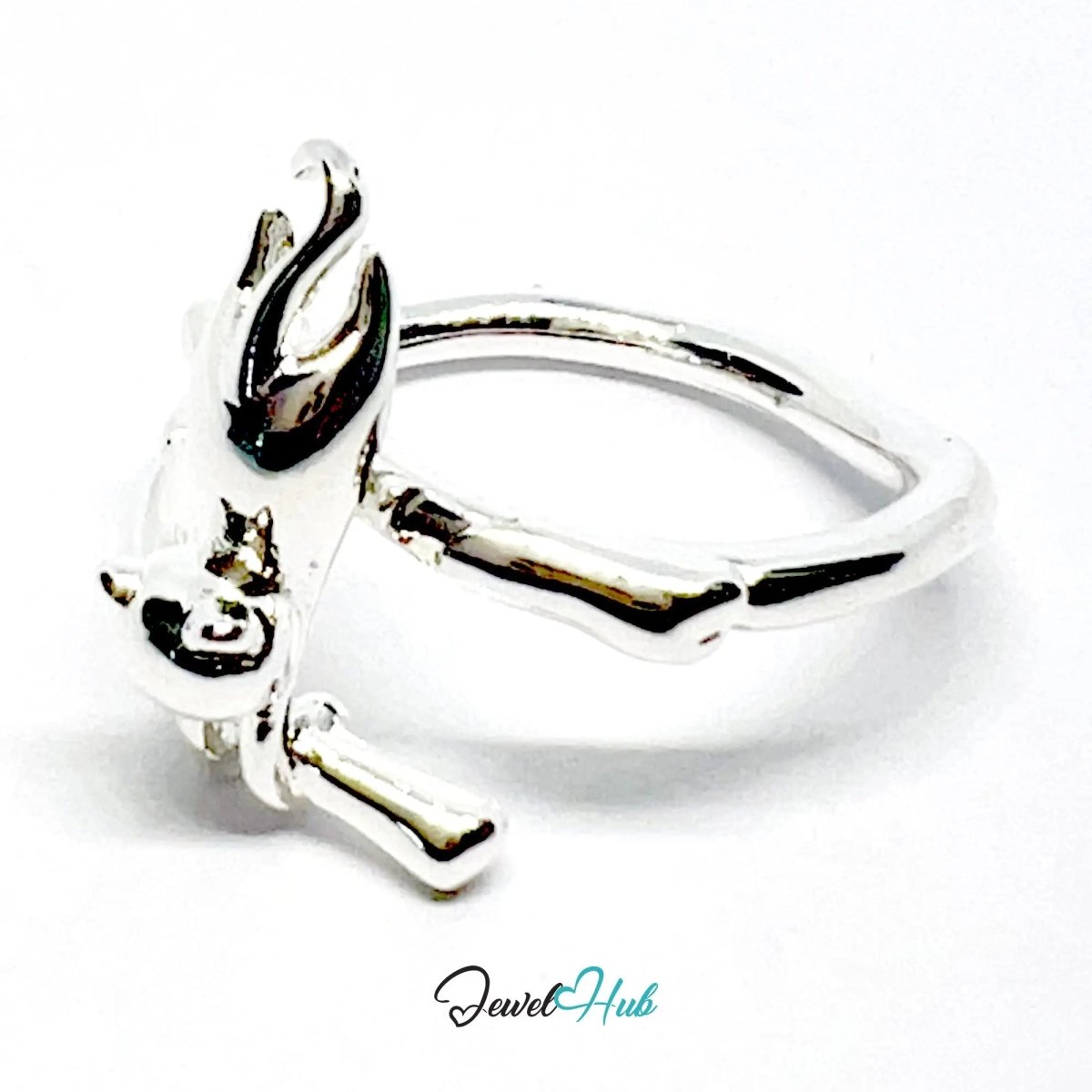 925 Silver Ring (Hallmarked) Cat Motif · UK M - N - O · US 6.5–8 · 3.81g - JewelHub.co.uk