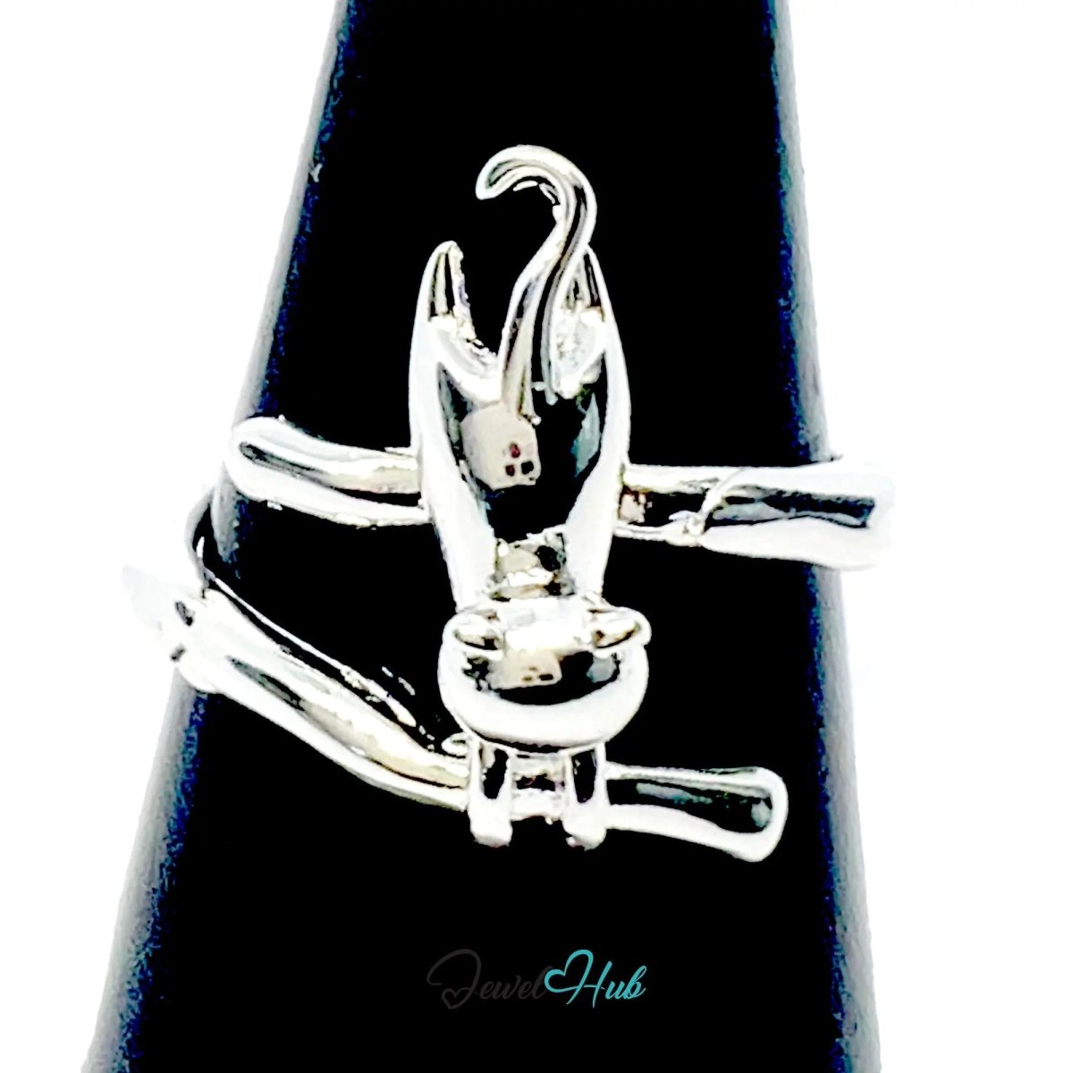 925 Silver Ring (Hallmarked) Cat Motif · UK M - N - O · US 6.5–8 · 3.81g - JewelHub.co.uk