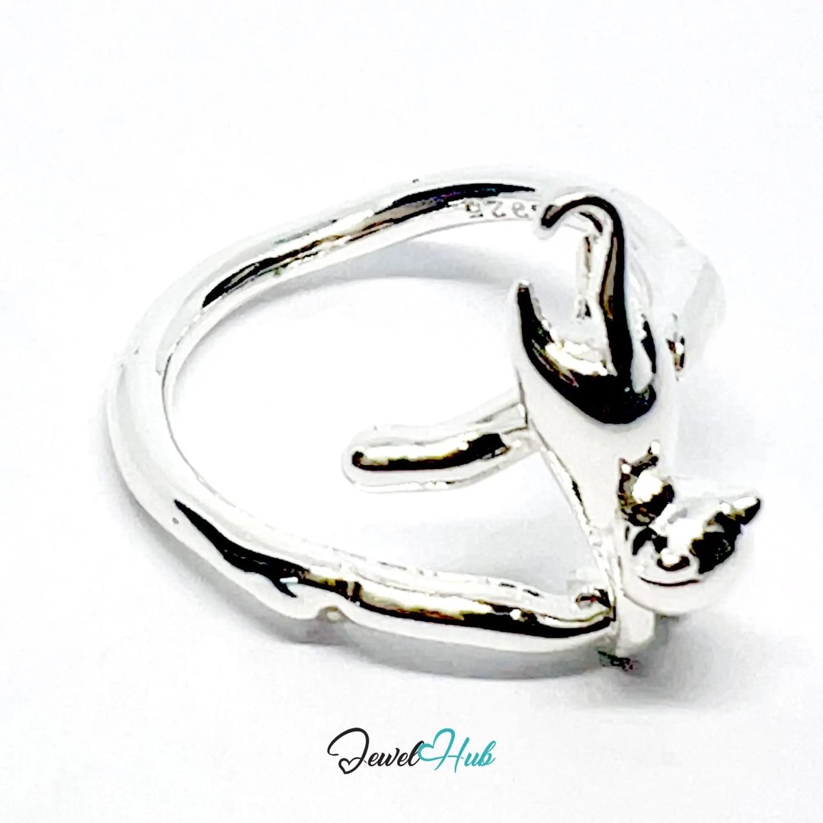 925 Silver Ring (Hallmarked) Cat Motif · UK M - N - O · US 6.5–8 · 3.81g - JewelHub.co.uk