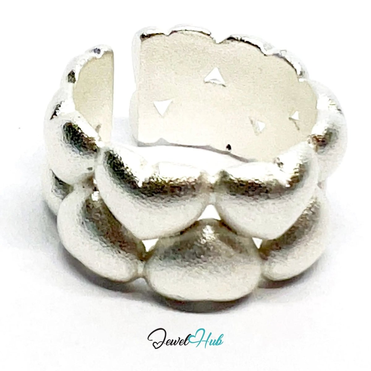 925 Silver Ring (Hallmarked) Clustered Hearts · UK M - N - O · US 6.5–8 · 8.65g - JewelHub.co.uk