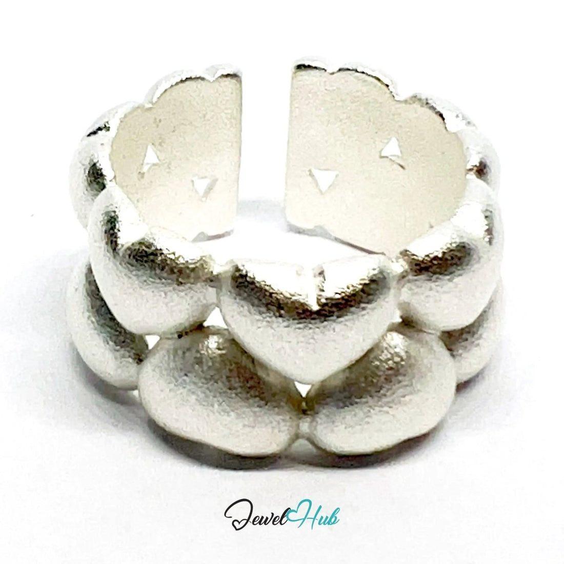 925 Silver Ring (Hallmarked) Clustered Hearts · UK M - N - O · US 6.5–8 · 8.65g - JewelHub.co.uk