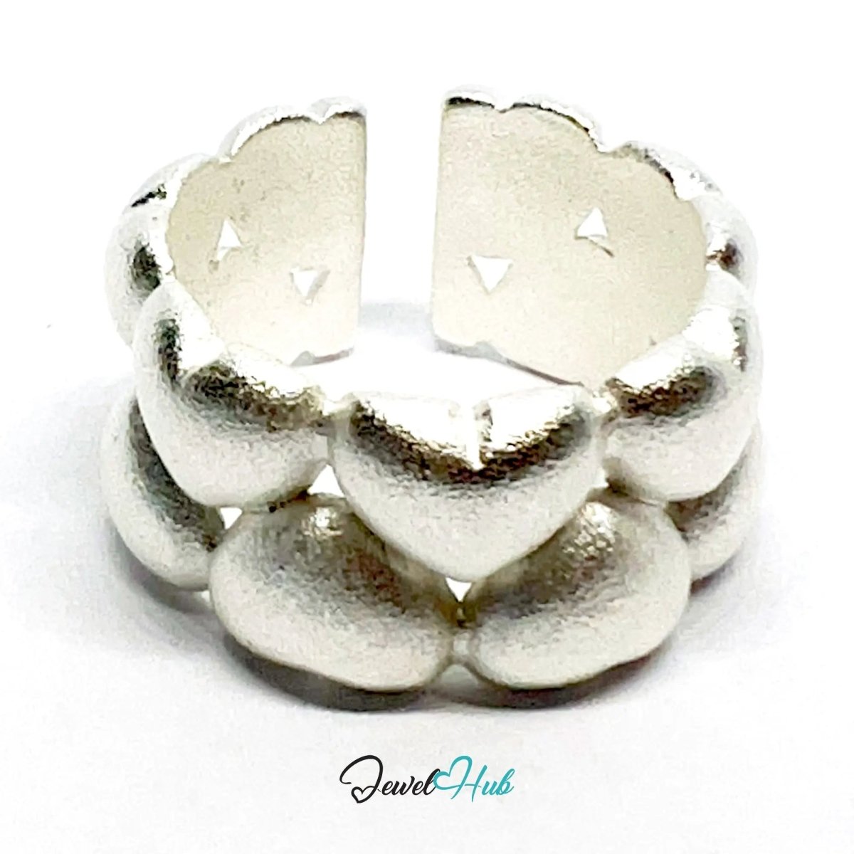 925 Silver Ring (Hallmarked) Clustered Hearts · UK M - N - O · US 6.5–8 · 8.65g - JewelHub.co.uk