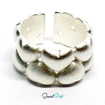 925 Silver Ring (Hallmarked) Clustered Hearts · UK M - N - O · US 6.5–8 · 8.65g - JewelHub.co.uk