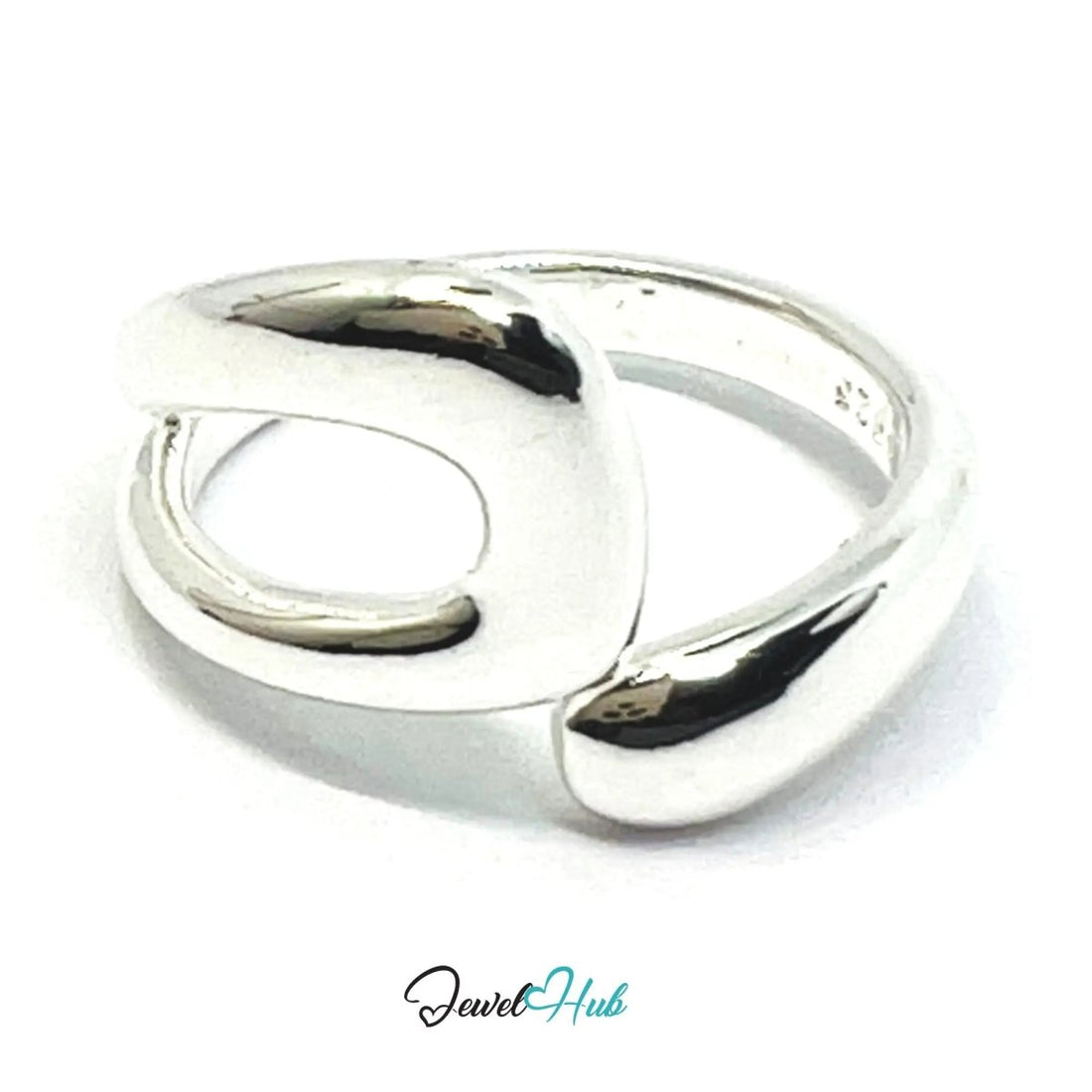 925 Silver Ring (Hallmarked) Contour Loop Design | 5.7g | Adjustable UK O - P - Q - JewelHub.co.uk