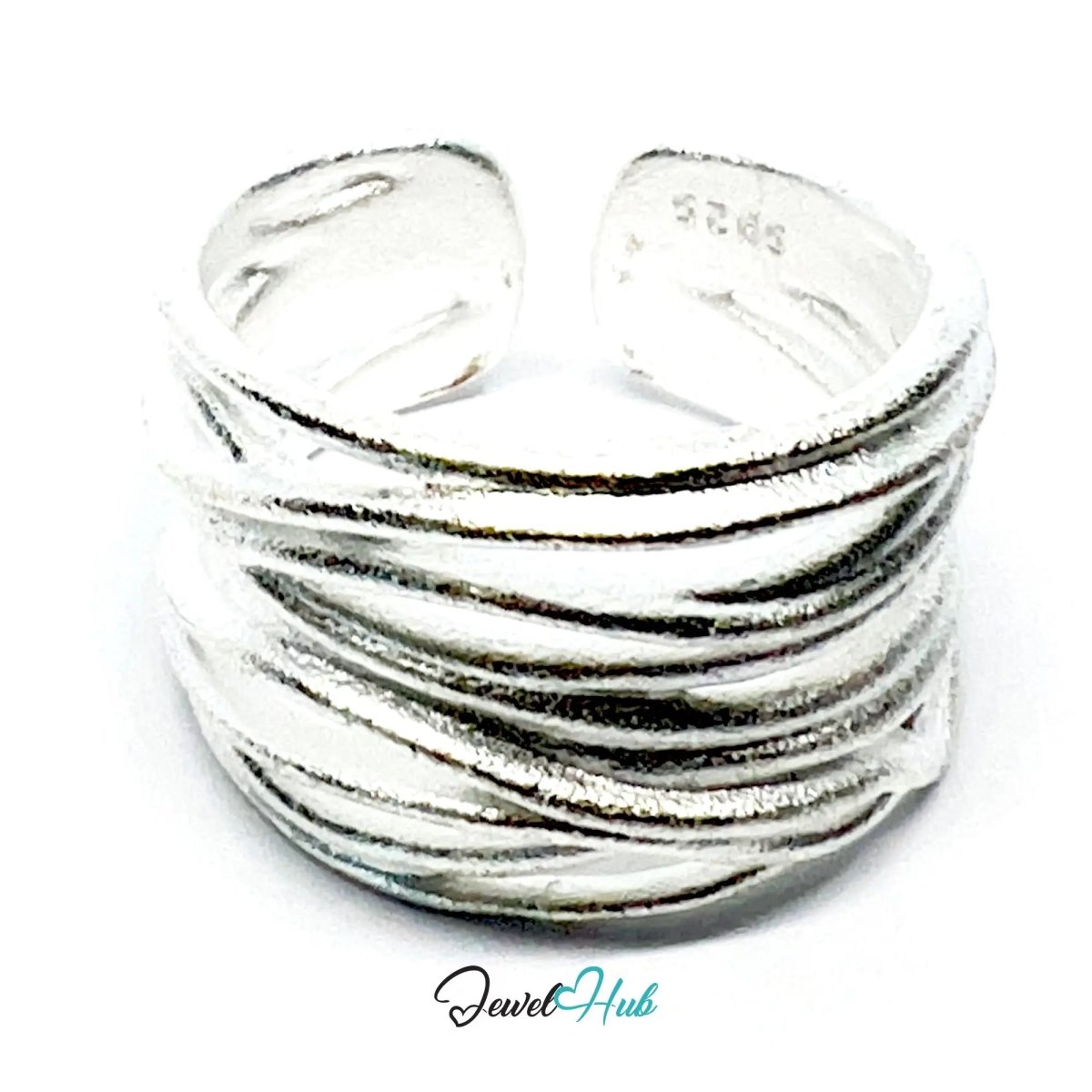 925 Silver Ring (Hallmarked) Contour Loop · UK L - M - N · US 6–7.5 · 5.7g - JewelHub.co.uk