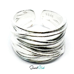 925 Silver Ring (Hallmarked) Contour Loop · UK L - M - N · US 6–7.5 · 5.7g - JewelHub.co.uk