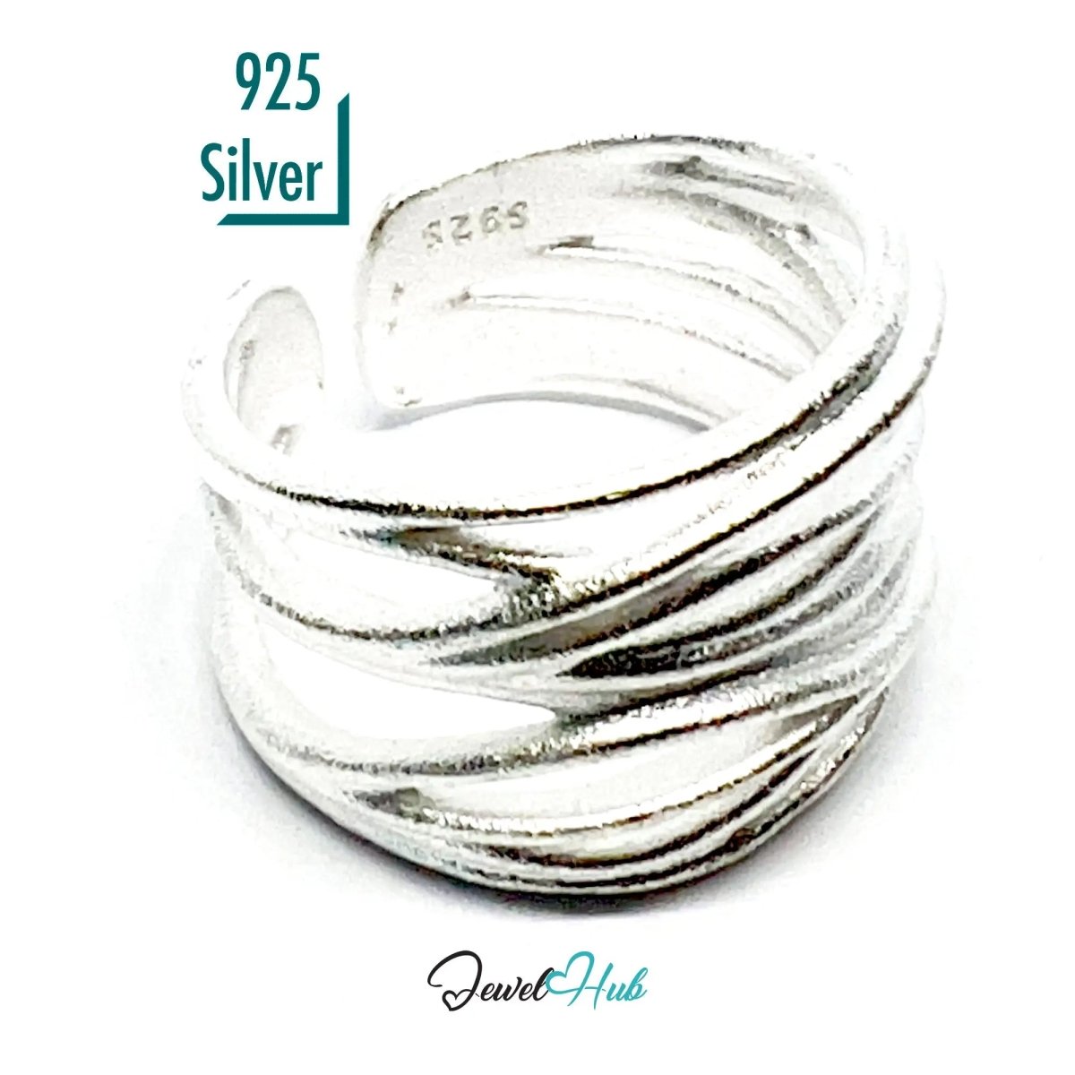 925 Silver Ring (Hallmarked) Contour Loop · UK L - M - N · US 6–7.5 · 5.7g - JewelHub.co.uk